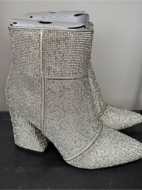 a new day Silver Crystal Embellished Pointed Toe Ankle Boots